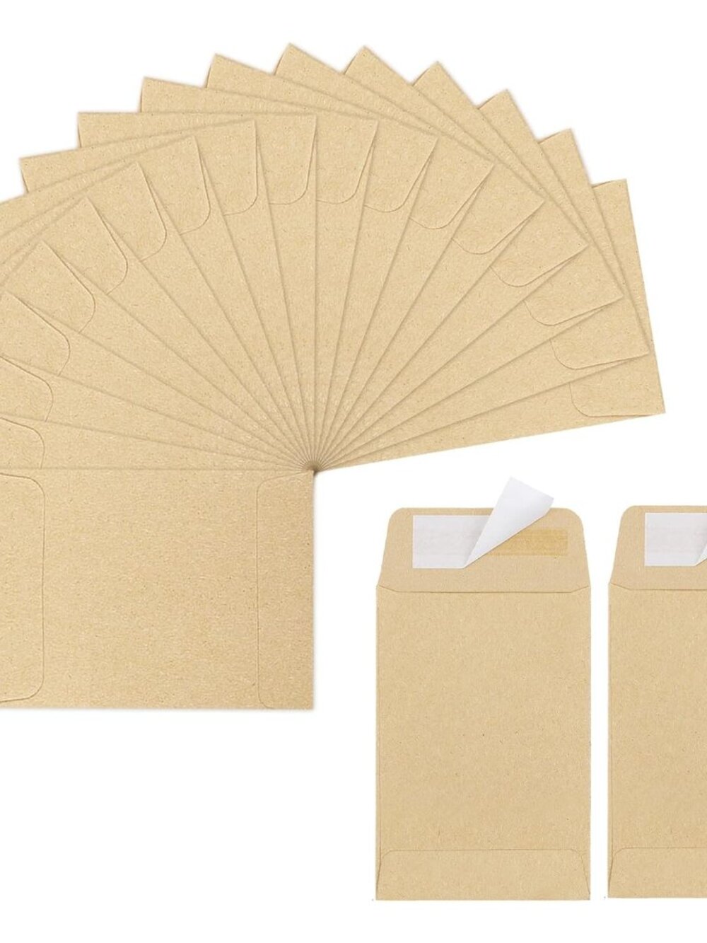 180 Pack Coin Envelopes 2.35"3.5", Brown Kraft Small Seed Packets, Full-Flap Sea